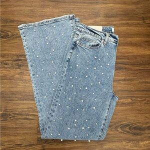 Blue Straight Leg Jeans with Polka Dot Charm